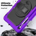 thumbnail image 4 of Funda para Samsung Galaxy Tab S11 (11 pulgadas) 2025 SM-X730/SM-X736B, funda protectora resistente a prueba de golpes con protector de pantalla, soporte giratorio de 360°, correa para mano, 4 of 9