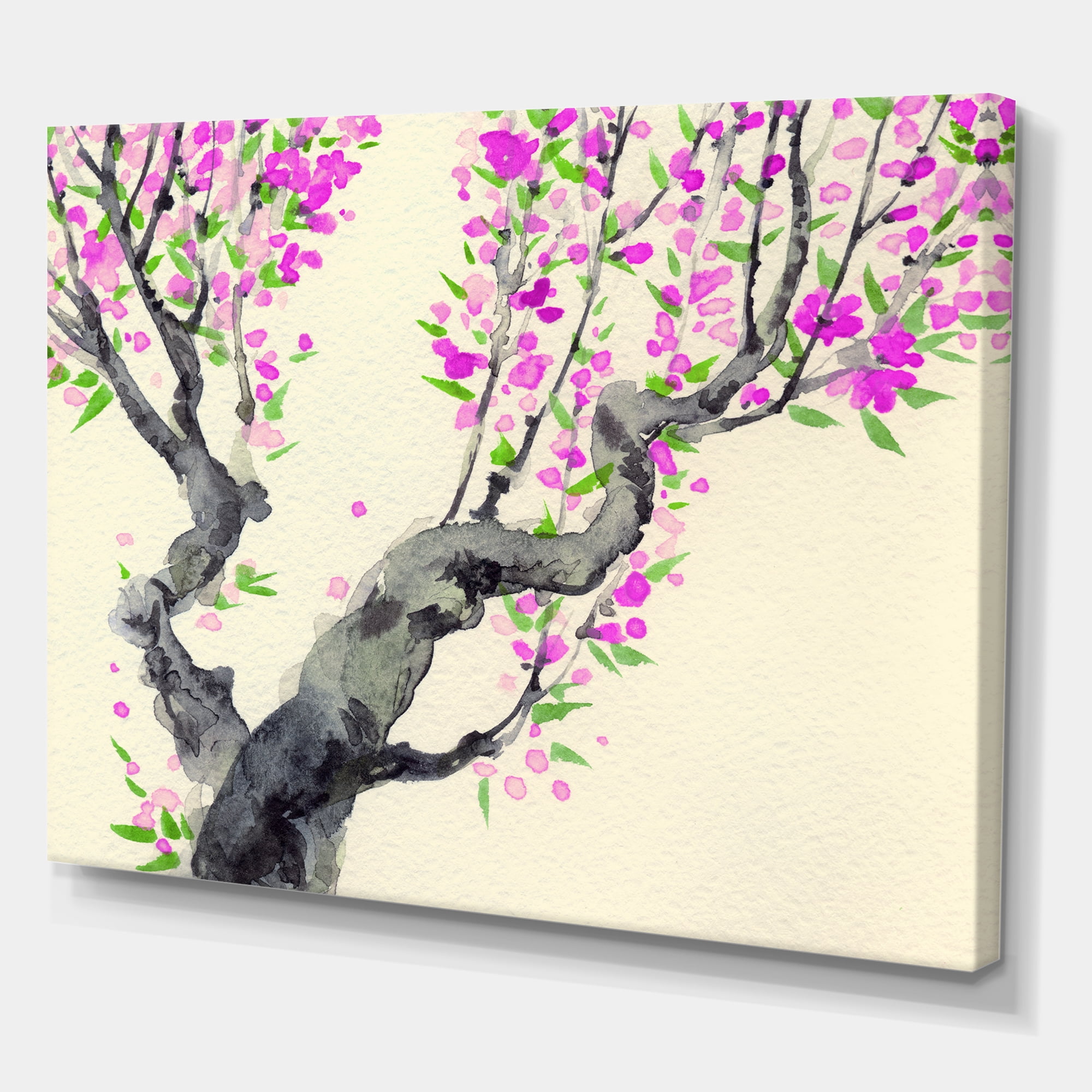 Designart ' The Japanese Tree With Purple Flowers On ' Traditional Canvas Wall Art Print