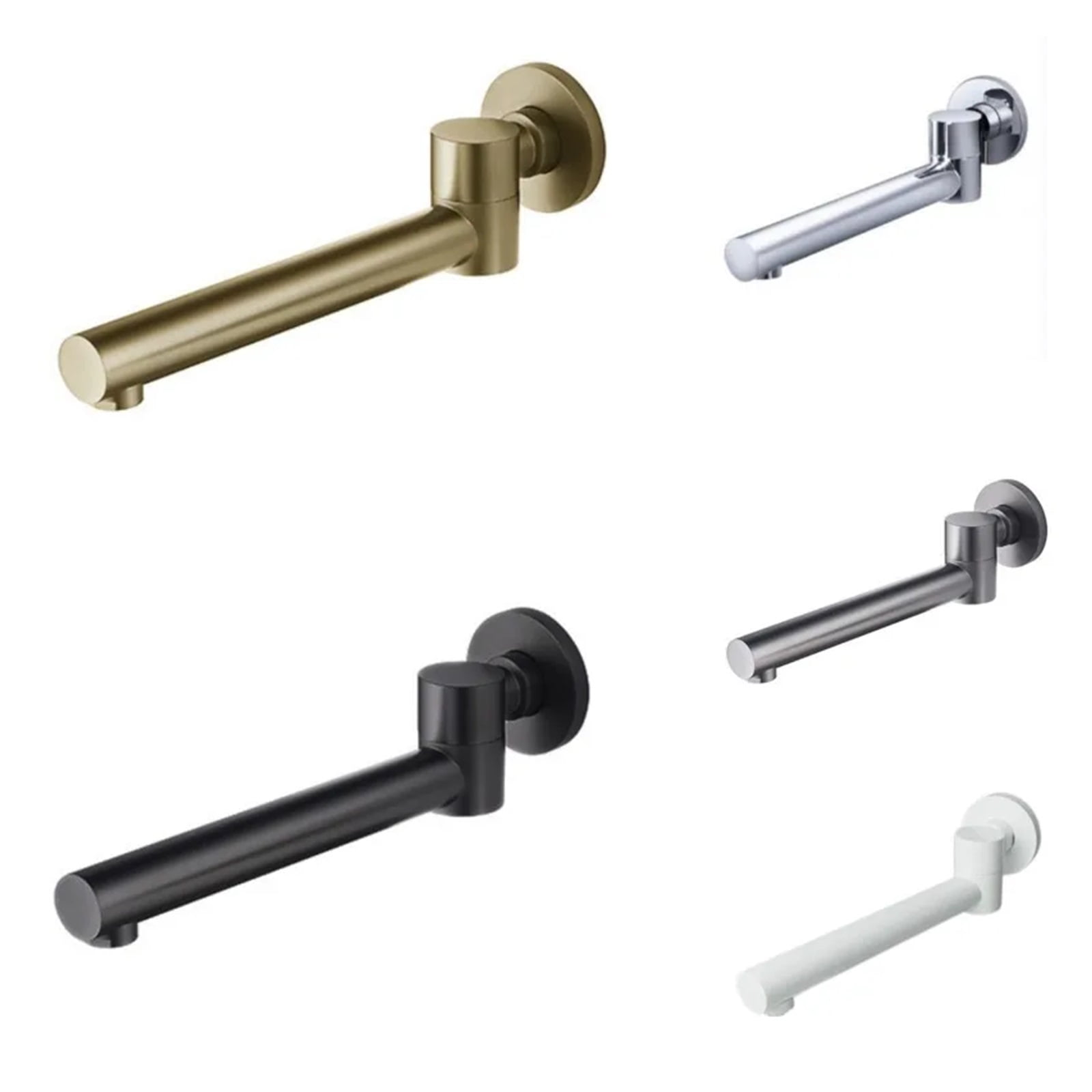 Bathroom Basin Faucet Tap, Mixer Swivel Spout Accessories Wall Mounted Water Outlet Black Grey Brass Bathtub Faucet Bibcock - Modern Design