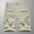 thumbnail image 5 of Cargo Shorts Men Casual Solid Zipper Button Pockets Elastic Waist Cropped Cargo Shorts Cargo Shorts for Men Beige 4XL, 5 of 5