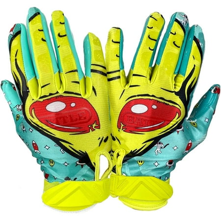 Image of Battle Sports Alien Youth Football Gloves - Medium - Turqouoise/Green