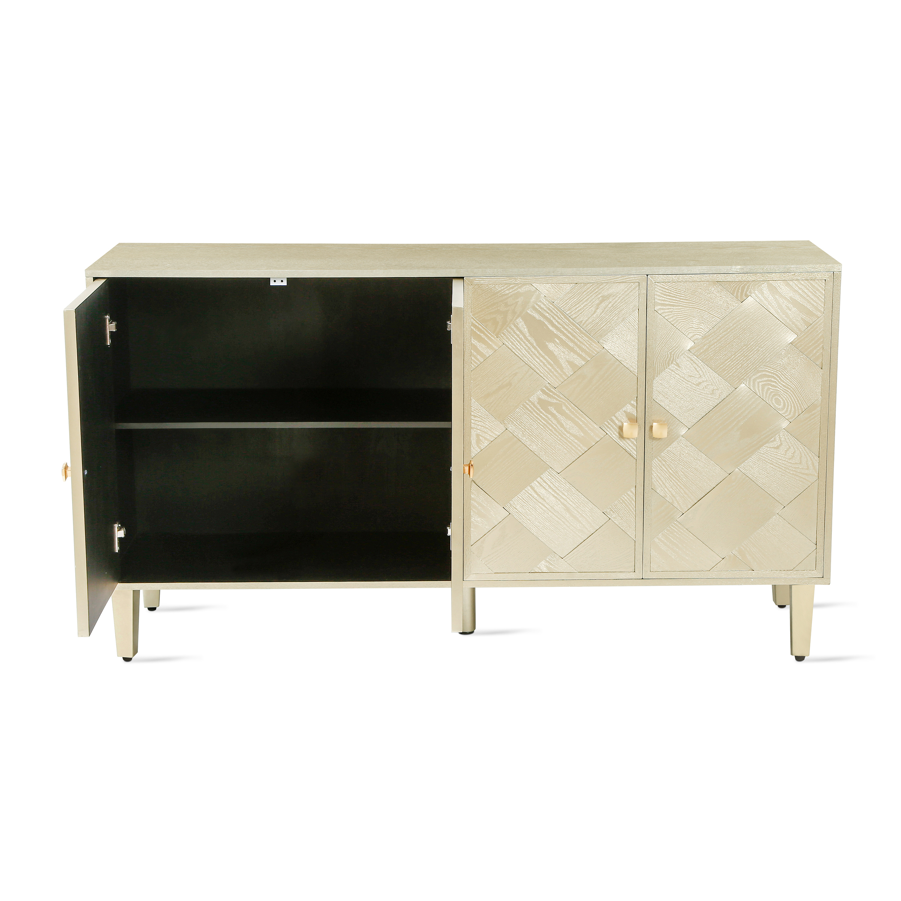 Euroco Modern Farmhouse Sideboard Buffet Cabinet with Storage & 4 Doors,59.8" Wood Coffee Bar Cabinet with Shelves for Kitchen Living Room,Champagne