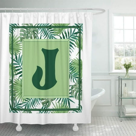 Yusdecor Green Monograms Beautifully Monogrammed Gu Duck Baggu Tropical Fern Bathroom Decor Bath Shower Curtain 60x72 Inch Walmart Canada