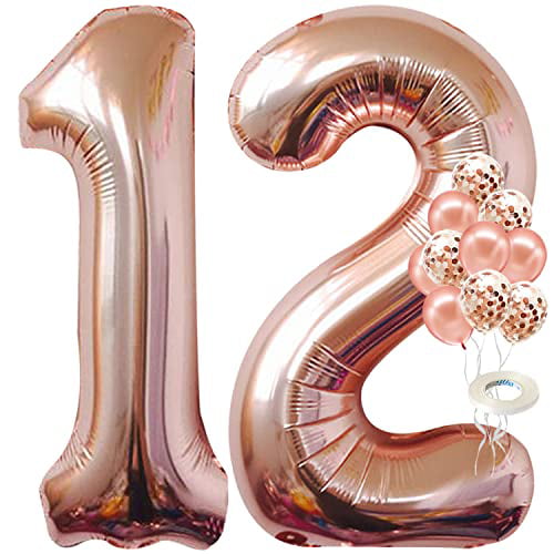 12 Pack Rose Gold 21st Birthday Balloons 12" 21st Anniversary Party Theme Decor 