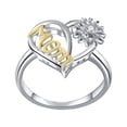 thumbnail image 2 of FENGGHAO Mothers Day Sunflower Heart Ring Love Mom Design Silver Tone Alloy Creative Finger Ring Size 8 Gift for Women, 2 of 6