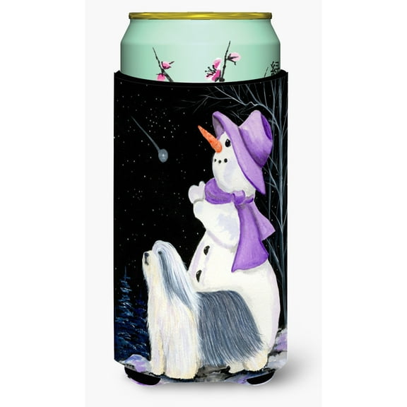 Caroline's Treasures SS8947TBC Snowman with Bearded Collie Tall Boy Hugger, Tall Boy, multicolor