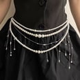 thumbnail image 4 of SmartBy Women Waist Chain Multi Layer Faux Pearls Tassel Design Belt Chain Jeans Skirts Dresses Versatile Accessory, 4 of 6