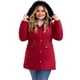thumbnail image 2 of Chaqueta parka para mujer de tallas grandes Agnes Orinda, rompevientos con capucha de piel sintética, cordón, forro de felpa, cierre de cremallera, botones y bolsillos, 3X burdeos, 2 of 5