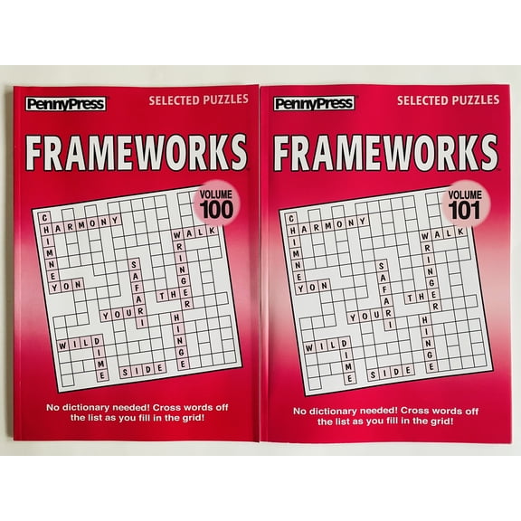 Volumes 100 and 101 of Penny Press Frameworks Fill In Ins Puzzles Selected Puzzles Variety