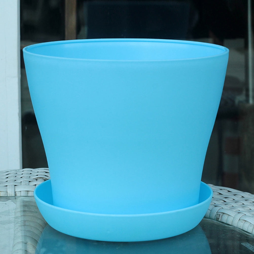 GETAJGHSD 8Pcs Durable Blue Plastic Flower Planters for Indoor Desktop and Outdoor Garden Use