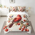 thumbnail image 2 of Manfei Cardinal Bird 7 Pieces Bedding Comforter Set,Merry Christmas Full Bedding Set,Red Xmas Berry Fitted Sheet Flat Sheet For Girl Teens,Breathable Home Decor Reversible, 2 of 8