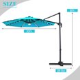 thumbnail image 3 of Costway 10ft Solar LED Cantilever Offset Patio Umbrella 360Degree Rotation Aluminum Turquoise, 3 of 7