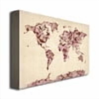 Trademark Art "Vintage Hearts World Map" Canvas Art by Michael Tompsett