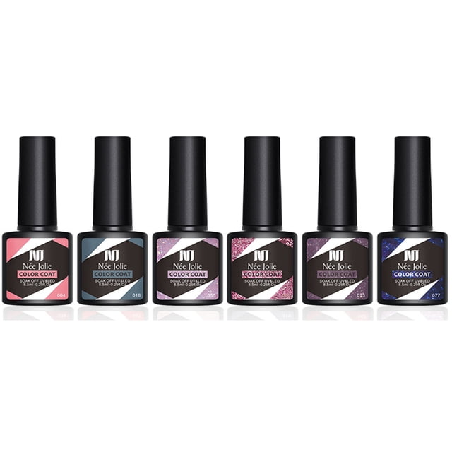 Nail Polish Kit Soak Off Nail Gel Set Starter Kit with Assorted Color Nail Polish Set of 6 Bottles