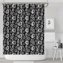 Black Daisy Flower White Blooms Pattern Shower Curtain 84"x72" ,Bathroom Decorative Shower Curtains Set with 12 Hooks,Modern Waterproof Washable Shower Curtain