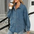 thumbnail image 4 of Kaemgyyd Women's Oversized Denim Jacket Vintage Loose Long Sleeves Button down Jean Coat with Pockets Lightweight Fall Outwear, 4 of 4