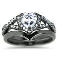 thumbnail image 2 of LaRaso & Co His Her Gothic Unique Black Wedding Ring Set Women Men Bride Groom 12/12, 2 of 6