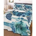 thumbnail image 3 of Quilts Full Size, Teal Blue Turtle Coastal Soft Comforter Bedding Set for Bed, Vintage Stripe Botanical Beach Lightweight Quilted Bedspread with Pillow Cover(2 Pieces) for All Season, 78x90 Inch, 3 of 6