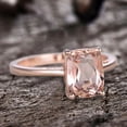 thumbnail image 3 of 10mm Cushion Solitaire Morganite 4 Carat Engagement Ring Diamond Moissanite Wedding Ring 10k Rose Gold Filigree, 3 of 7