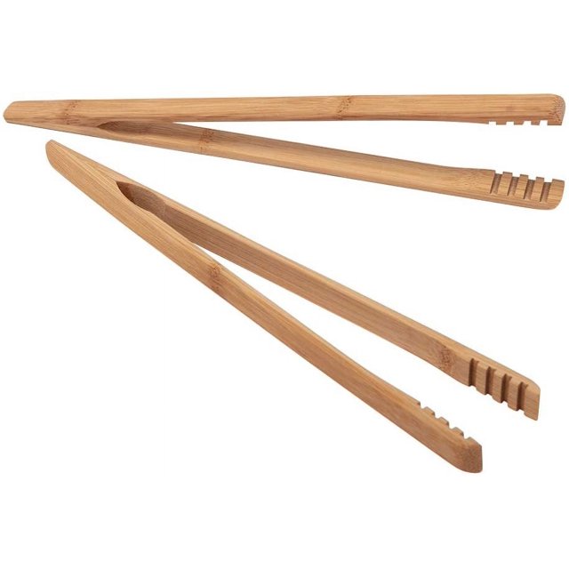 Pinzas para tostadas de bambú de 2 piezas, pinzas para cocinar con revestimiento de aceite de cocina, ecológicas Ormromra CQ182