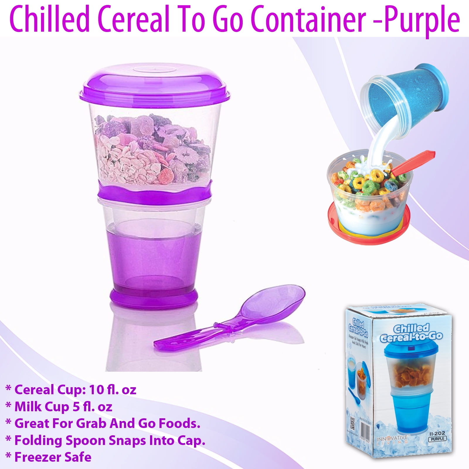  Innovia Imports Cereal Food Container, Blue, Purple, (II-202):  Home & Kitchen
