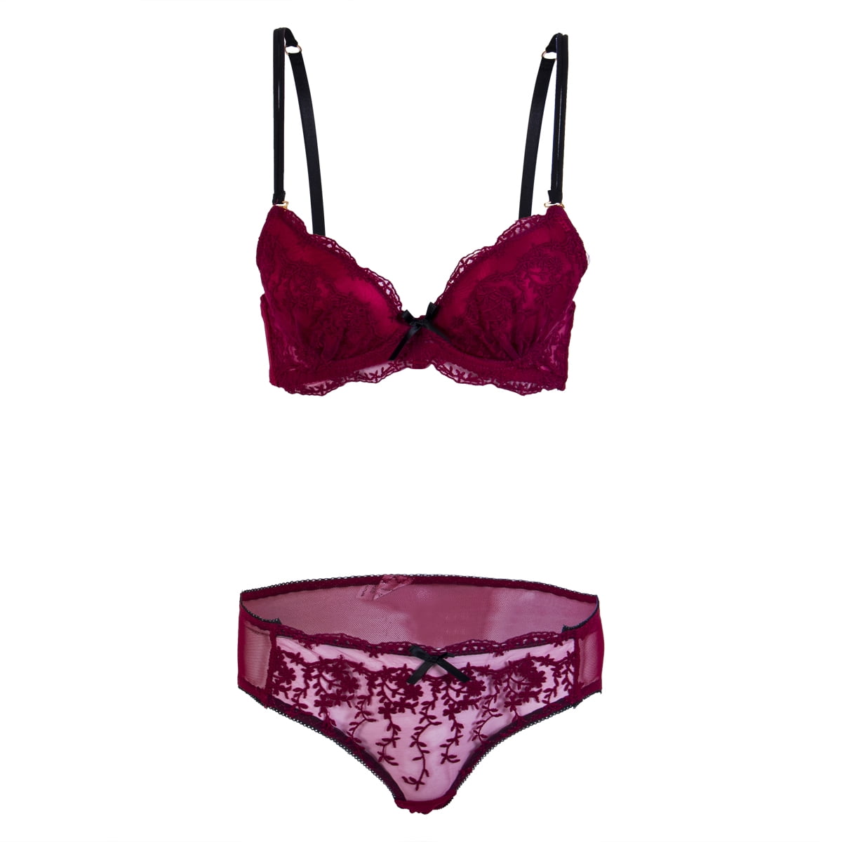 Women Push Up Lace Bra Panty Set, Embroidery Deep V Lingerie Knicker,  Exquisite Valentine's Day Gifts 