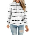 thumbnail image 4 of Jinhomg Women's Striped Print Sweatshirts Fall Casual Comfy Long Sleeve Hoodie Lightweight Loose Fit Kangaroo Pocket Sweatshirt with Drawstring Winter Saving White S, 4 of 6