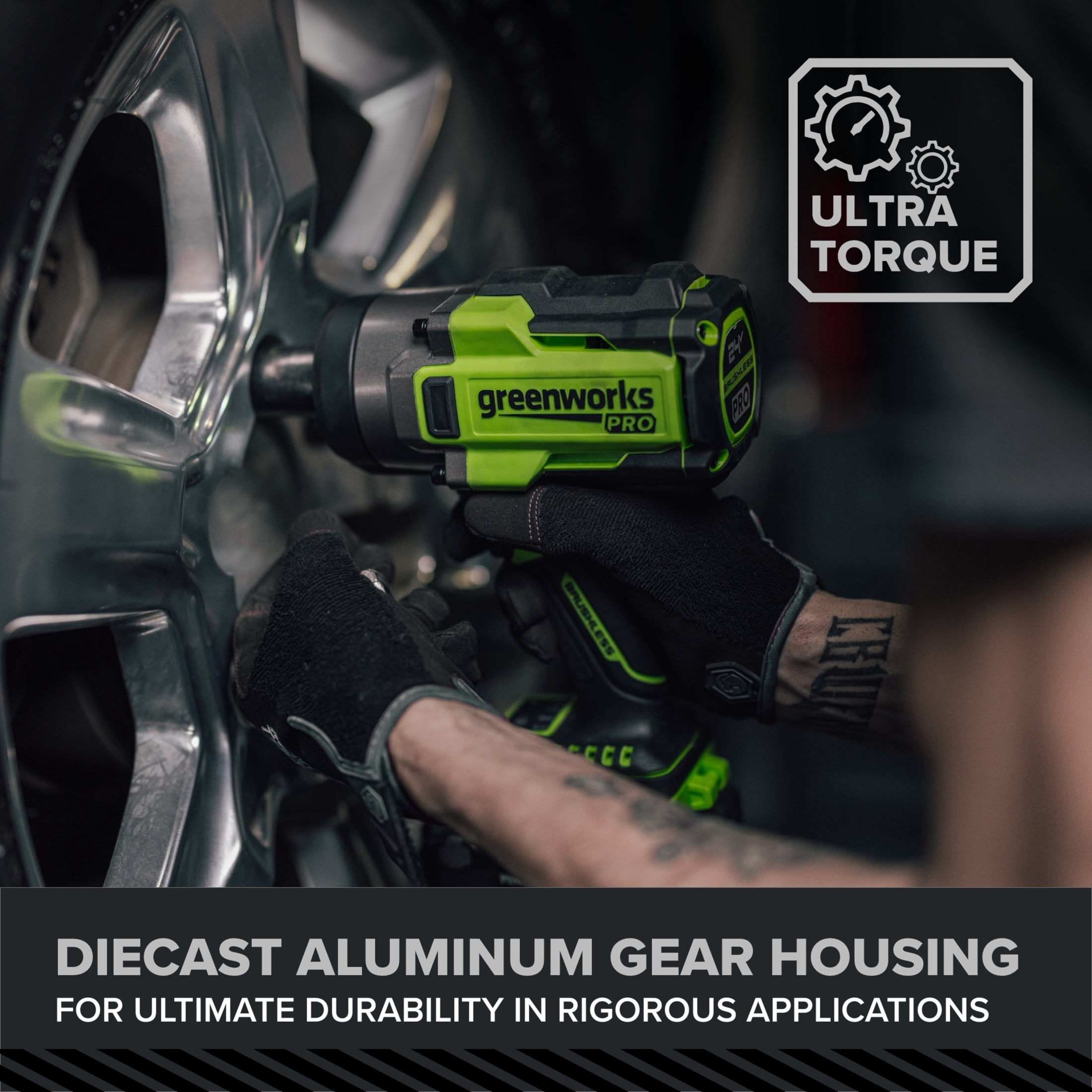 Greenworks Pro PowerAll 24V Brushless 1,430 ft-lb Breakaway Torque 1/2" Impact Wrench, Tool Only, IW51500A1