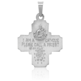 thumbnail image 5 of 14K Solid White Gold Four Way Holy Cross Religious Medal Necklace Christian Pendant Scapular Charm, 5 of 14