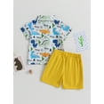thumbnail image 4 of GXFC Toddler Boys Summer Dinosaur Print Shorts Outfits Kids Boys Short Sleeve Turn-Down Collar Tops and Short Pants Set Casual Clothes 2Pcs 1-5T, 4 of 9