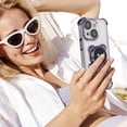 thumbnail image 6 of Compatible with iPhone 14 Case Cute 3D Bear Hidden Stand Kickstand Clear Phone Case with Camera Lens Protector 6D Plating Design Women Men Girly Shockproof Glitter Phone Cover, Purple, 6 of 12