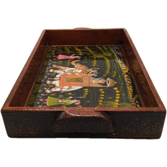 India Meets India Handicraft Wooden Serving Tray Serving Platter, Best Gifting, Made By Awarded Indian Artisan