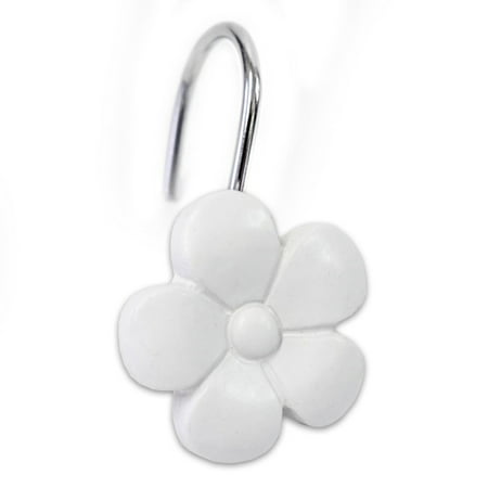 Bath Hook - Sweet Home Collection Mansi Floral Bath Accessory Collection Resin Shower Curtain Hook Set