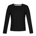 thumbnail image 6 of Girls Long Sleeve Shirts Solid Color Knit Slim Fit T Shirts Spring Layer Tops Tee, Black, 11-12 Years, 6 of 6