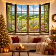 thumbnail image 3 of Wildflower Garden Through Open Window in Sunny Countryside, Tranquil Rustic for Flower Lovers, Countryside Landscape Art, Housewarming Gift, Tapestry Wall Hanging for Bedroom and Living Room, 3 of 7