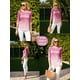 thumbnail image 5 of Camiseta Zeagoo casual de manga 3/4 con estampado de hojas para mujer, 5 of 6