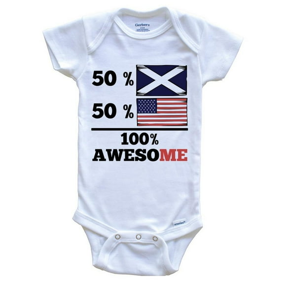 50% Scottish 50% American 100% Awesome Funny Baby Bodysuit - Scottish Flag Scotland Baby Bodysuit