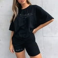 thumbnail image 2 of WAYUTE Womens Sets 2 Piece Outfits Letter Printed Loose Fit Casual Shorts Set Short Sleeved Top Drawstring Pants for Sports Workout, 2 of 7