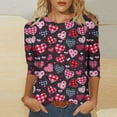 thumbnail image 2 of Penkiiy Women's Valentine Day Tees Casual Crewneck 3/4 Sleeve Loose T Shirt Ladies Heart Tops Blouses Shirts 2XL Multicolor, 2 of 5