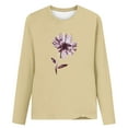 thumbnail image 4 of IROINNID Pink Tops for Women Long Sleeves Shirts Printed Round Neck Comfy Tee ,Khaki, 4 of 5