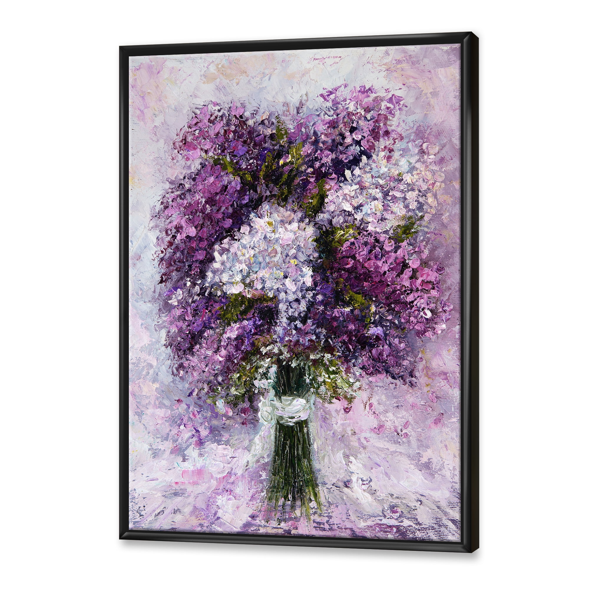 Designart 'Purple Hyacinth Flowers Bouquet' Traditional Framed Canvas Wall Art Print
