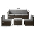 thumbnail image 4 of 4 Piece Rattan Sectional Sofa Sets Patio Outdoor Furniture Brown, 4 of 5