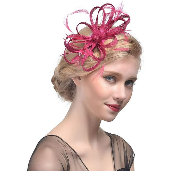 Women's Fascinators Hat Hair Clip Feather Wedding Bridal Cocktail Hat Derby Church Banquet for Girls