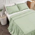 thumbnail image 2 of Bedding Bedspread Set Bed Queen - 3 Pieces Farmhouse Bedspread Skirt Coverlet Bed Spreads Quilt Chic Vintage Bedding Ruffle Bedspread Rustic with 2 Pillow Shams for Bedroom Home Dorm (Green, Queen), 2 of 7