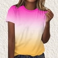 thumbnail image 2 of Fewfanhot Womens Short Sleeve Tops Summer T Shirts Round Neck Gradient Color Casual Fashion Basic Tee, S-5XL, 2 of 5