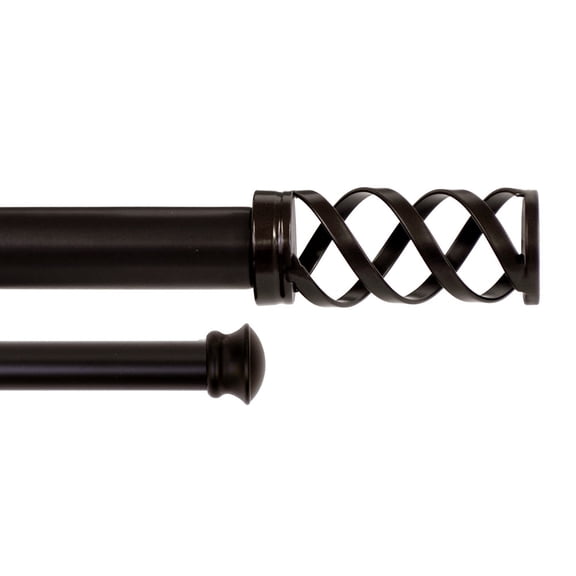 Lumino 1" and 5/8" Bronze Aberdeen Cage Adjustable Double Curtain Rod Set, 42"-120"