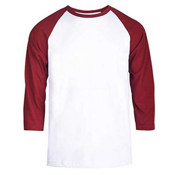 TOP PRO Men's 3/4 Sleeve Casual Raglan Jersey Baseball Tee Shirt (XL, Burgundy/White)