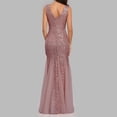 thumbnail image 6 of ZAZYULZ Dresses for Women 2024 Casual Spring Womens Sequin Double V Neck Lace Embroidered Bodycon Mermaid Evening Dress for Women Dresses for Women 2024 Summer Floral Dress (Pink,XXL), 6 of 8