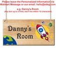 thumbnail image 2 of Personalized Kid's Name Room Sign Space Rocket Taking Flight, Customized Wood Hanging Plaque Door Sign Bedroom Sign, UV Printed Any Name Text for Son Daughter Kids, 2 of 7