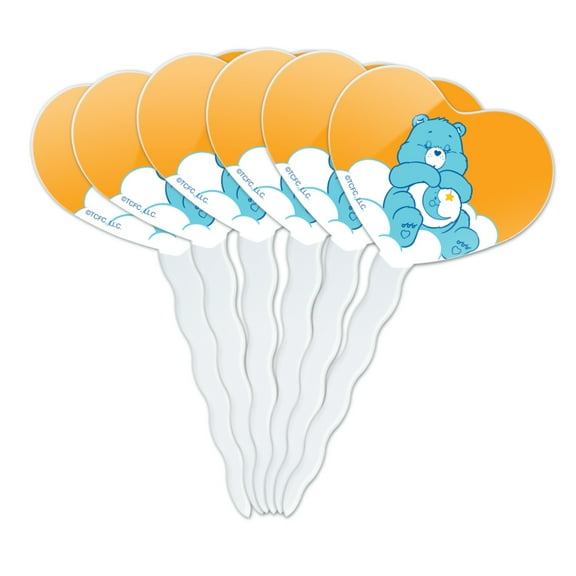 Care Bears Bedtime Bear Heart Love Cupcake Picks Toppers Decoration Set of 6